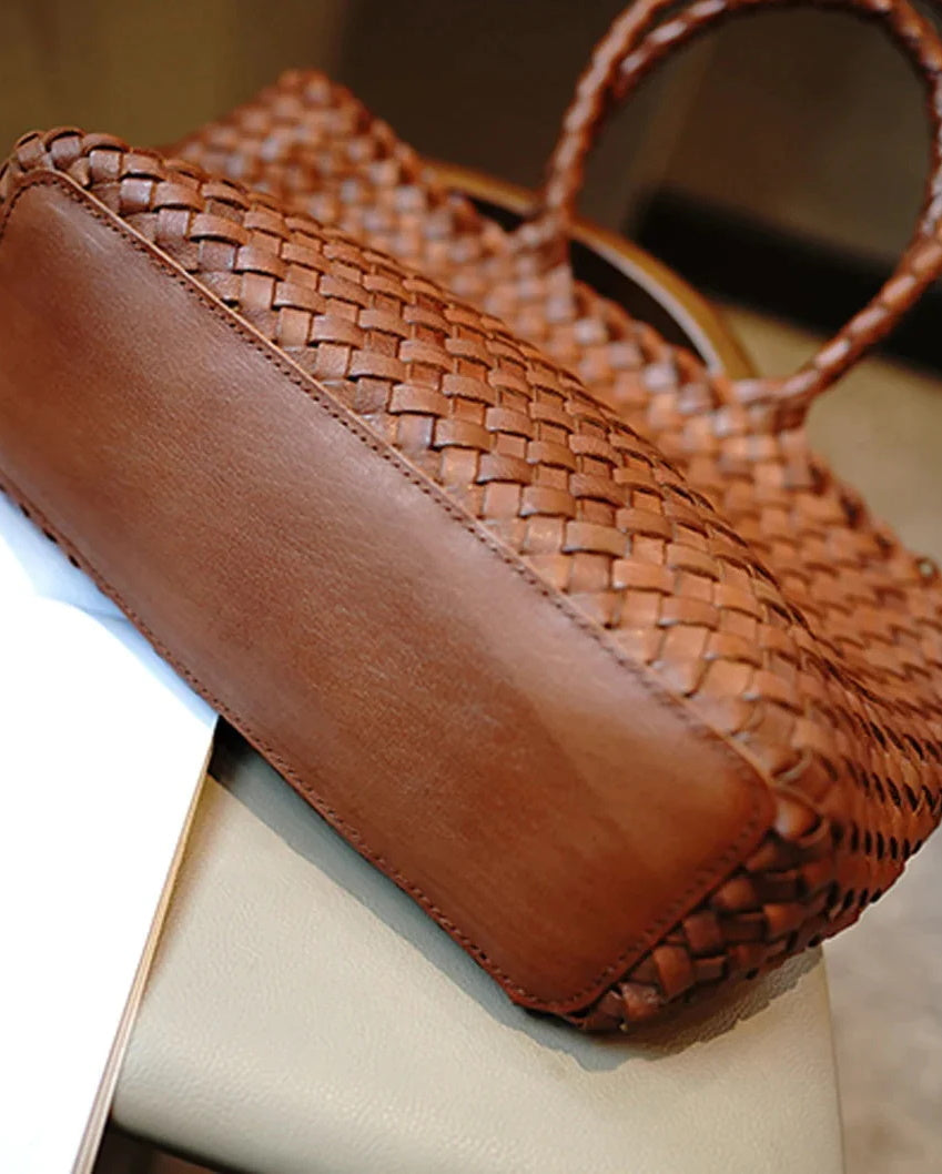Leather Woven Tote  Handmade