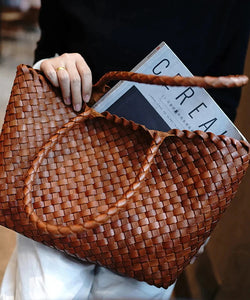 Leather Woven Tote  Handmade
