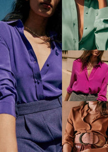 Luxurious Silk Button Down Shirt ( 4 colors )