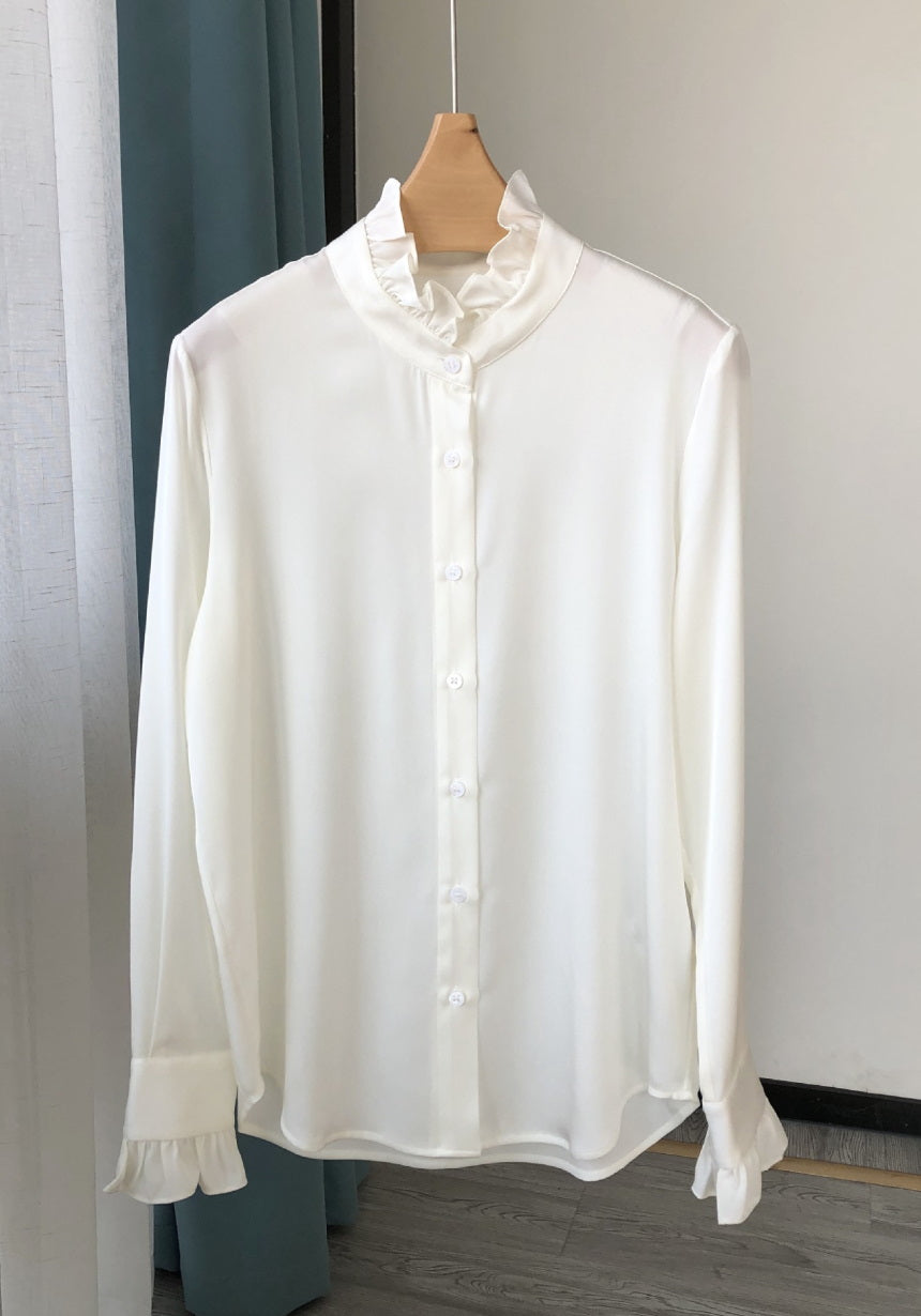 Nonothing |Stunning pure silk blouse  with ruffled trim