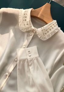 Nonothing |100% silk button down shirt in embroidery collar
