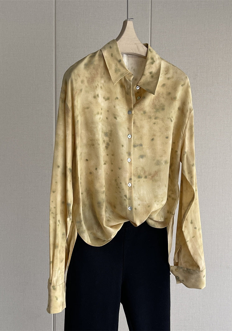 Nonothing | Pure silk oversized shirt in yellow print