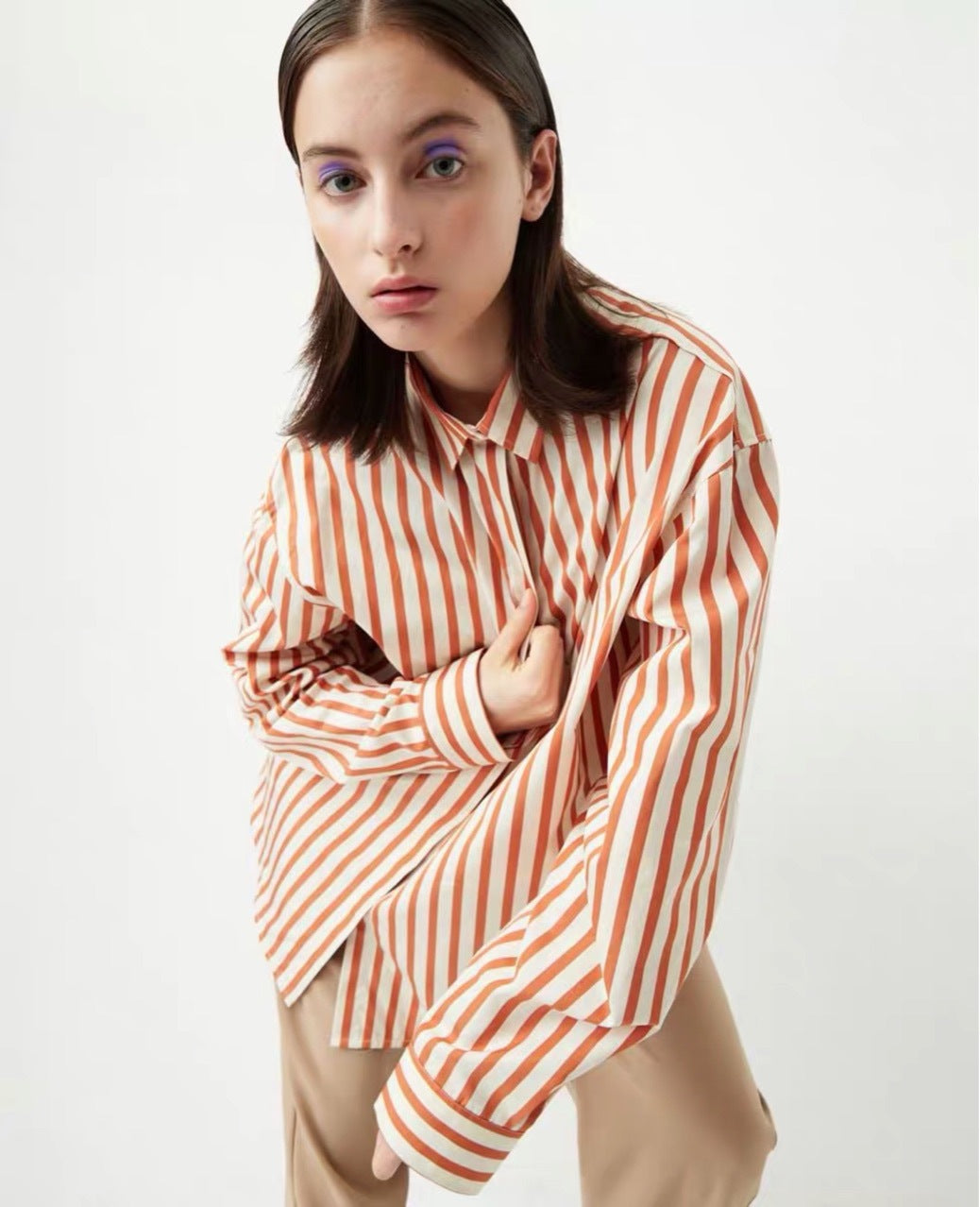 Women 100% cotton oversize button down shirt ( 4 colours )