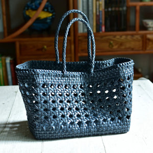Genuine Leather Hand Woven Cuboid Shaped Ladies TOTE Bag