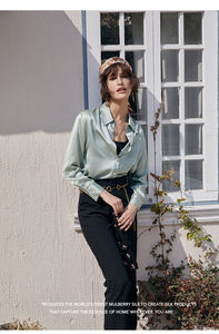 NoNothing | Classic pure silk  blouse in striped print
