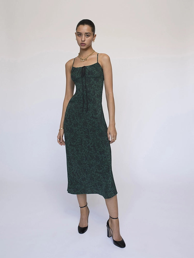 NoNothing | Luxurious silk slip dress in green floral print