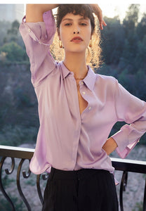Nonothing | Pure silk button down shirt in purple