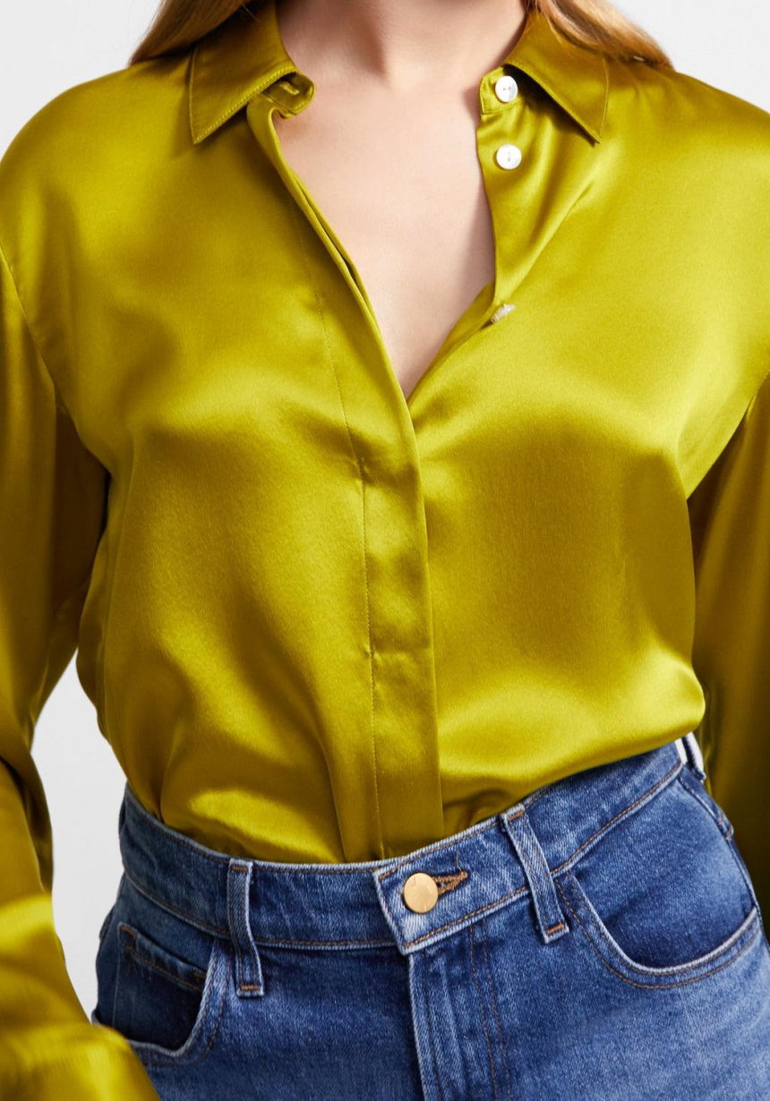Nonothing|Women 100% silk button down shirt ( 3 colours )