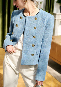 Nonothing | Women's wool blended tweed coat in blue