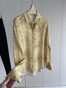 Nonothing | Pure silk oversized shirt in yellow print