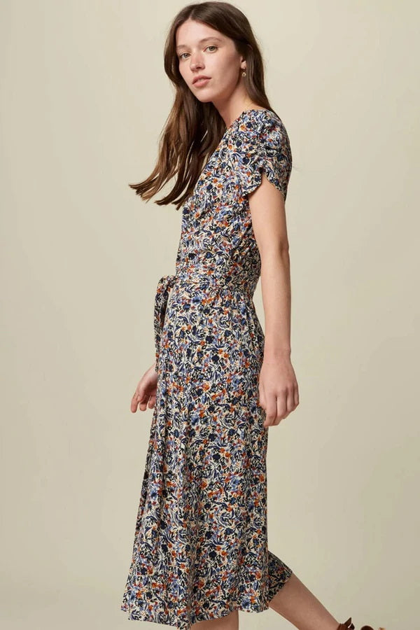 Nonothing |Women's V neckline midi dress in floral print
