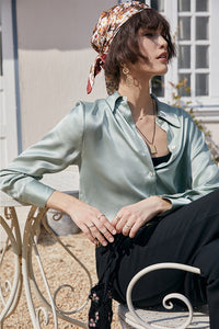 NoNothing | Classic pure silk  blouse in striped print