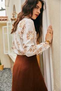 100% pure silk floral print button down shirt
