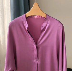 Nonothing |  Luxurious silk satin shirt in purple