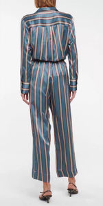 Nonothing  Mulberry silk satin shirt + pants set in stripe