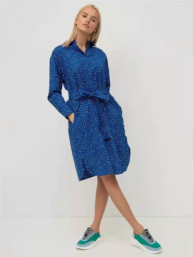 Nonotihng|100%Cotton shirt  midi dress in blue