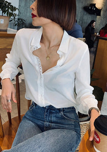 Nonothing| Women button down  100% silk shirt