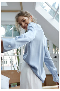 NoNothing | luxurious silk shirt in light blue