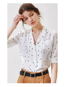 NoNothing | Real silk white polka dot  shirt in white