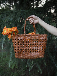 Genuine Leather Hand Woven Cuboid Shaped Ladies TOTE Bag