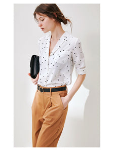 NoNothing | Real silk white polka dot  shirt in white