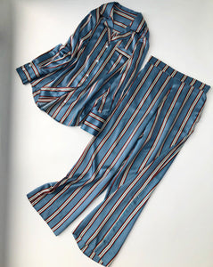 Nonothing  Mulberry silk satin shirt + pants set in stripe