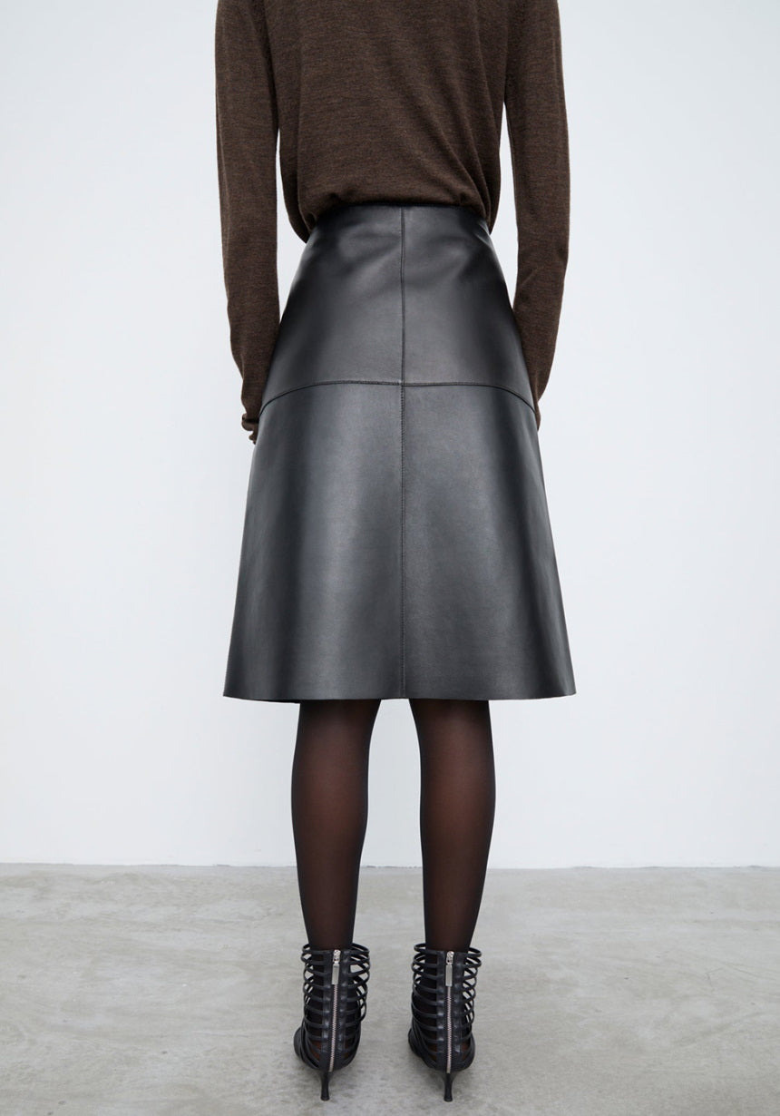 Nonothing |Women's  genuine leather  skirt in black