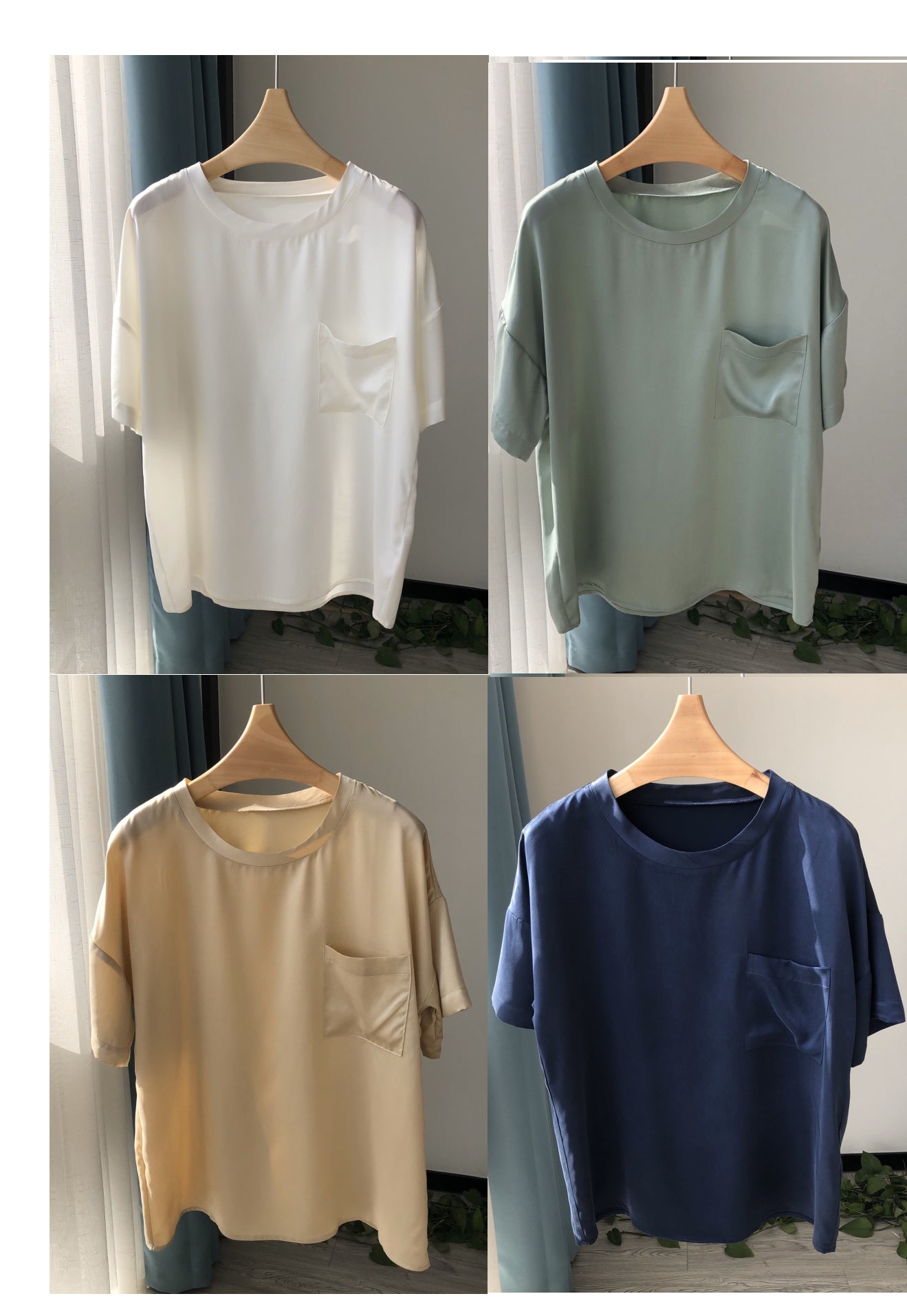 Women 100% silk Tshirt style blouse ( 4 colours )