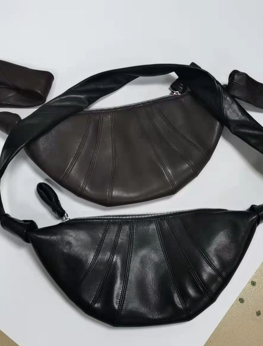 Lambskin Leather Croissant Chest Bag