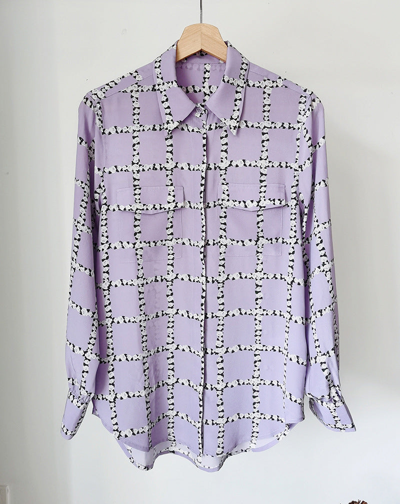Nonothing | 100% pure silk shirt in purple print