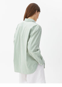 NonothingFashion |  Women's long sleeves cotton shirt in green stripe