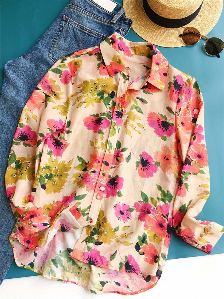 NoNothing | Women's classic silk /cotton blend button down  shirt