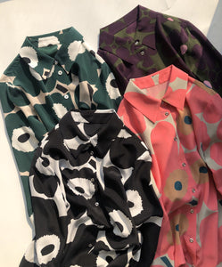 NoNothing | Classic floral print silk blouse （ 4 colours )