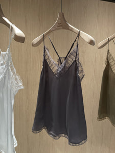 NoNothing | Essential : pure silk camisole with lace trim
