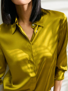Nonothing|Luxurious silk shirt in olive green
