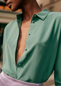 Luxurious Silk Button Down Shirt ( 4 colors )