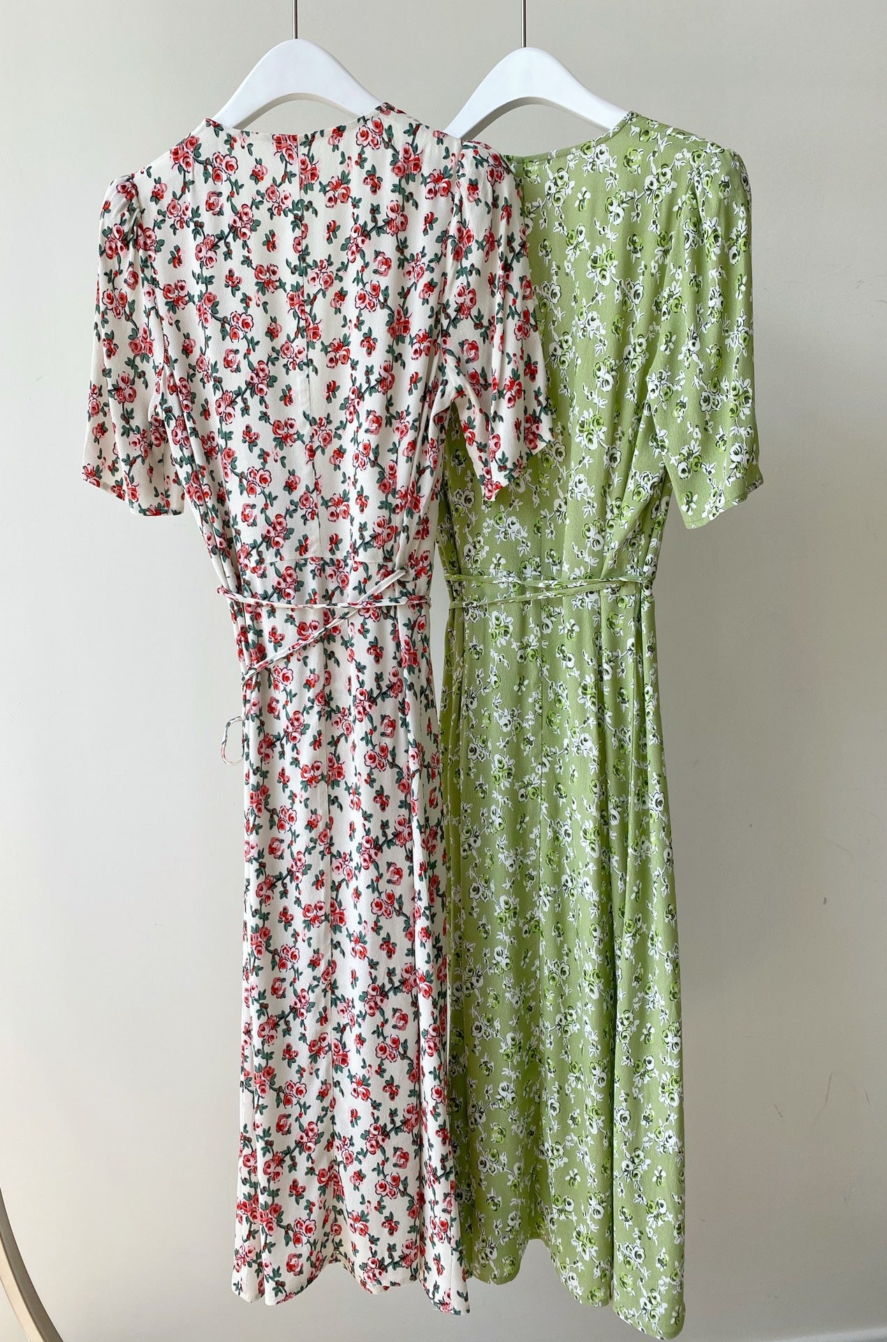 Women floral print v neck wrap midi dress