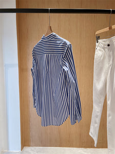 Nonothing|Women's cotton shirt in blue stripe