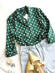 NoNothing | Real silk polka dot shirt in green