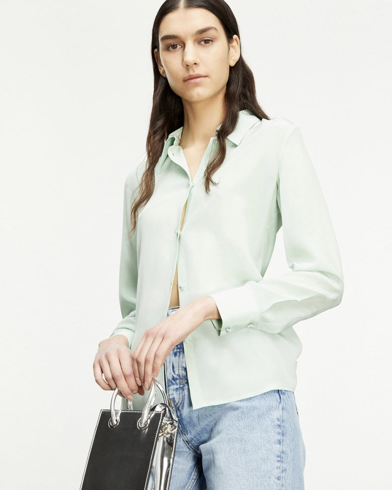 Nonothing |Real mulberry silk long sleeves shirt ( 2 colors)