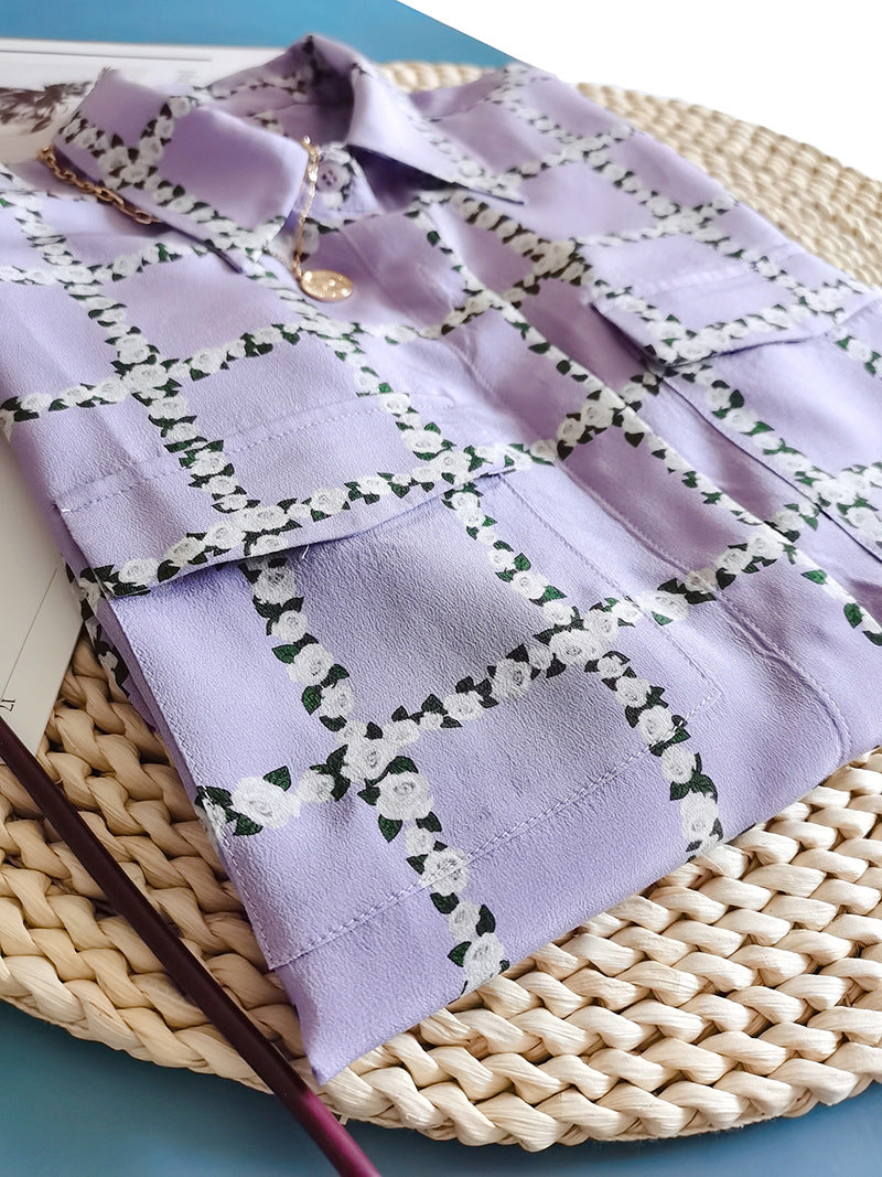 Nonothing | 100% pure silk shirt in purple print