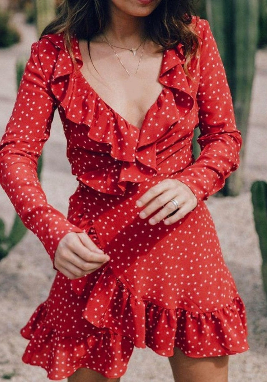 Nonothing | Women's 100% silk wrap dress in red polka dot