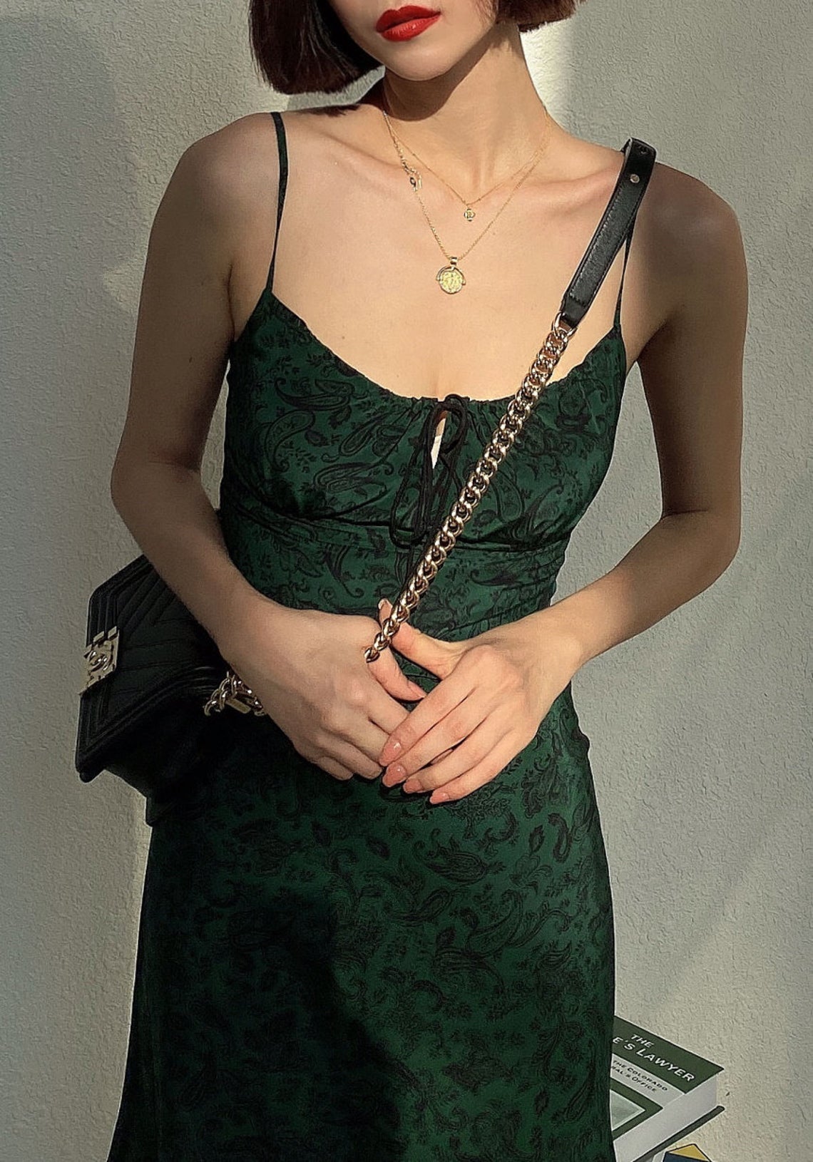 NoNothing | Luxurious silk slip dress in green floral print
