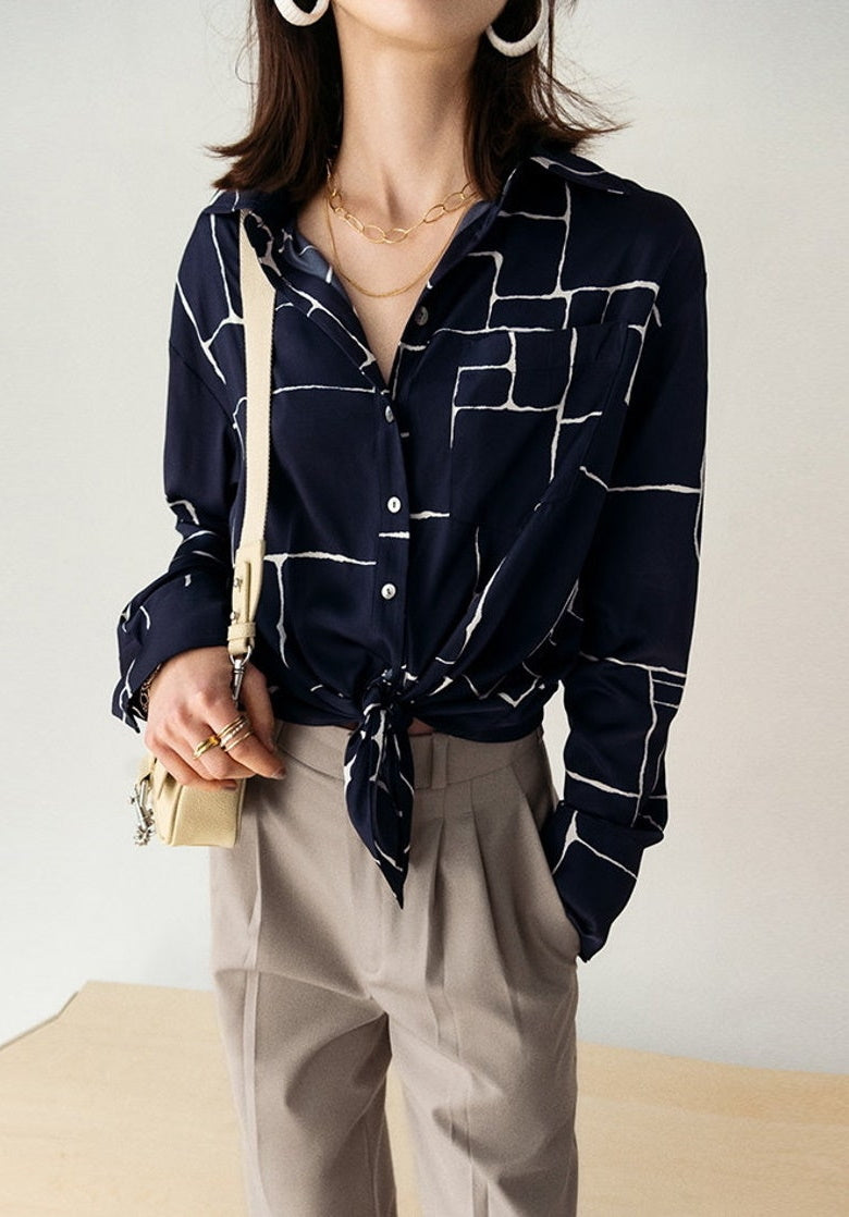 Nonothing |Luxurious silk button down shirt in blue