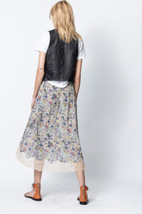 NoNothing Fashion | Lace trimmed 100% silk midi skirt