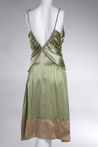 NoNothing | Luxury 100% silk green slip cocktail evening dress